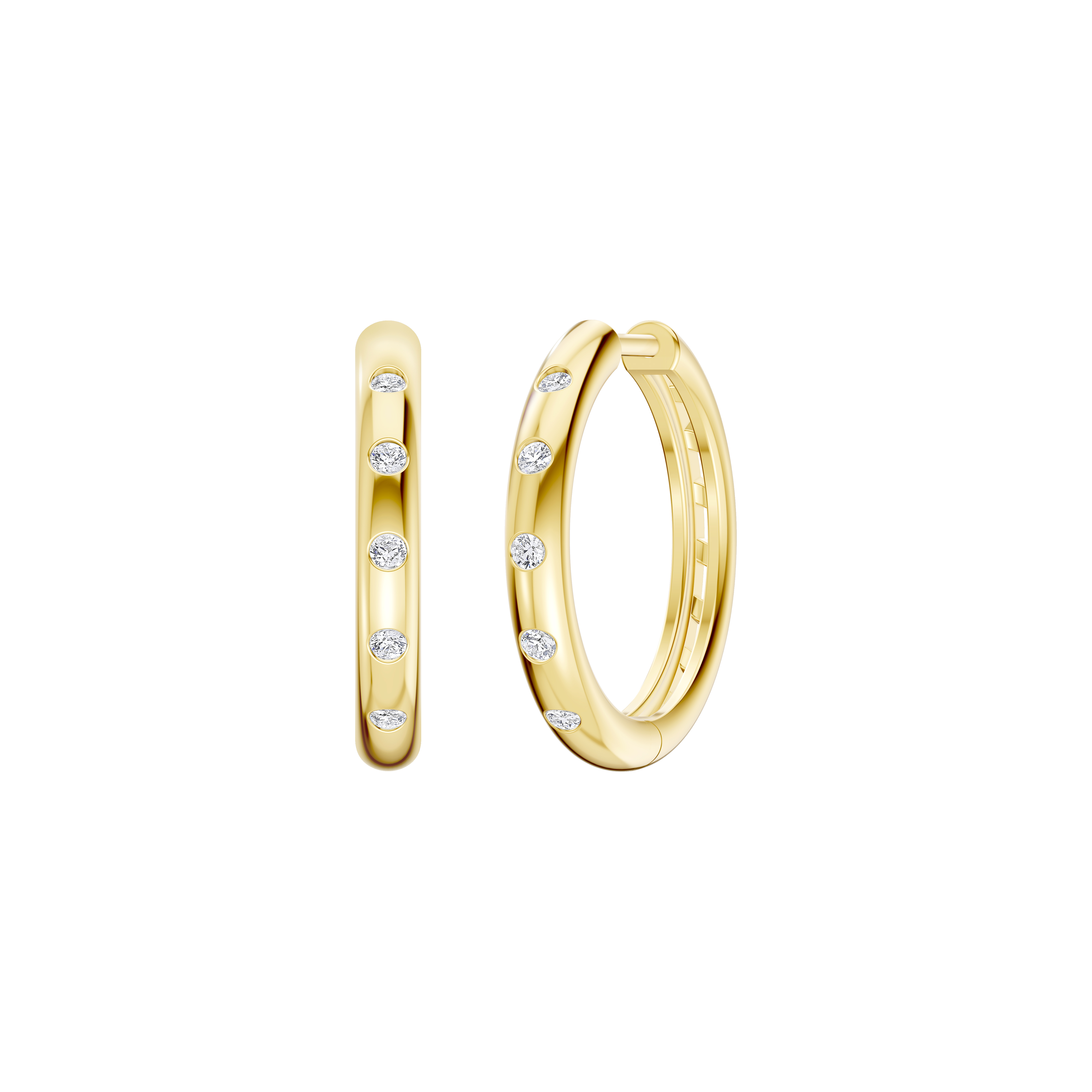 14K Yellow Gold Emblush Petite Smooth Lab Diamond Hoops